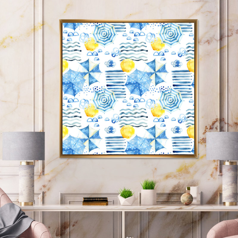 «Holiday Sun with Water Waves Sun And Umbrella I», reproduction d'art sur toile, H 30 po x l 30 po x P 1 po
