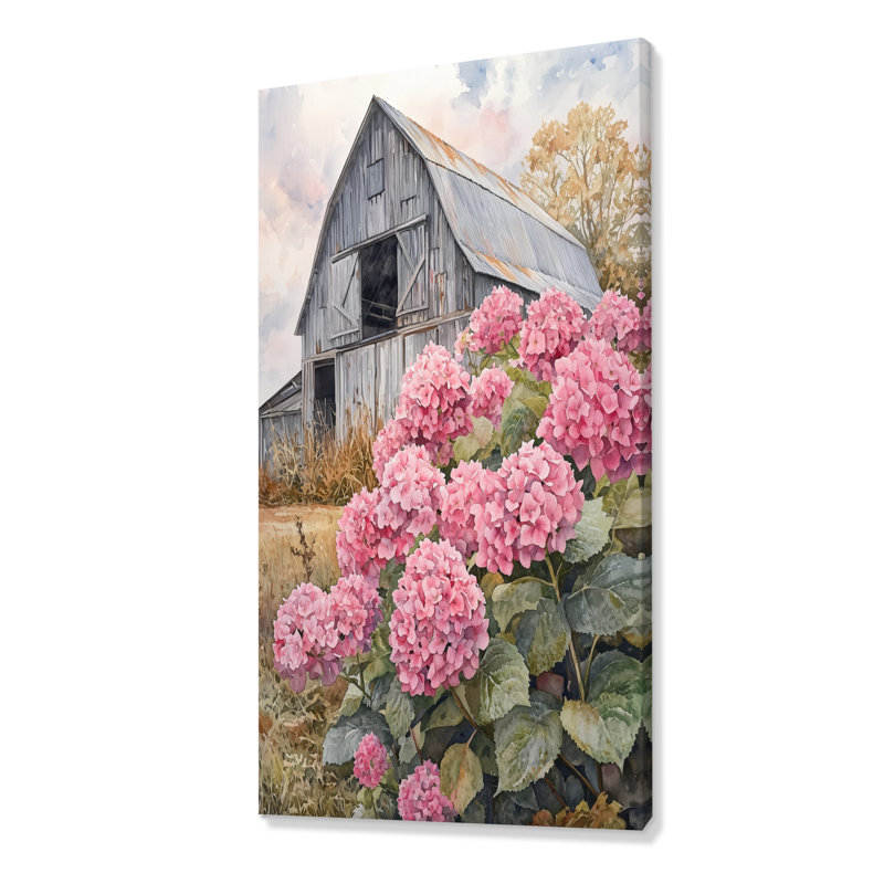 Hydrangeas In The Old Farmyard - Hydrangea Canvas Prints, 60" H x 28" W, Wrapped Canvas, Does Not Apply