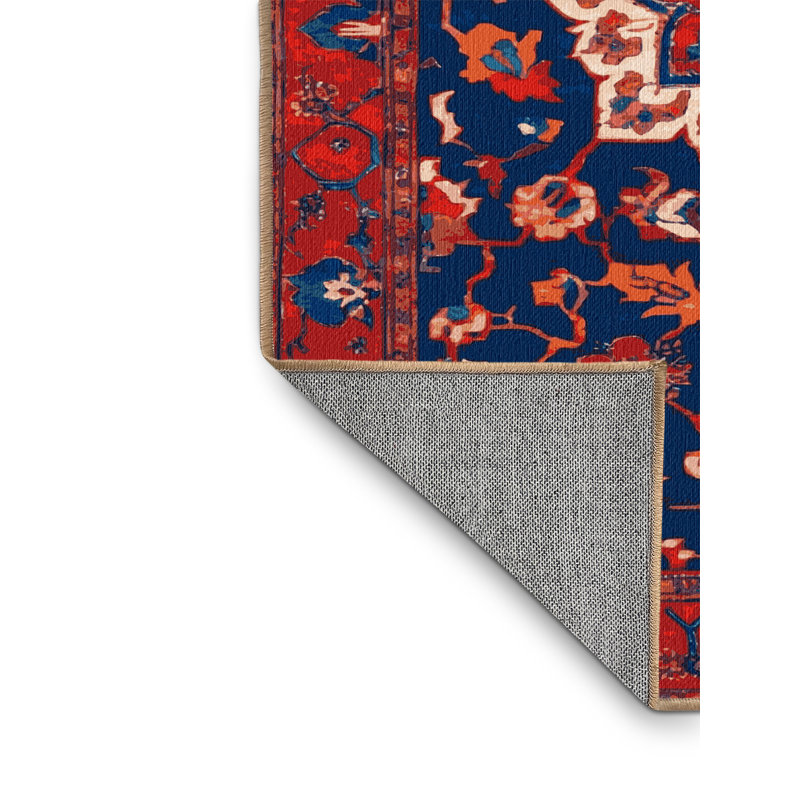Tapis brun Tabriz lavable à la machine, Carré 3 pi