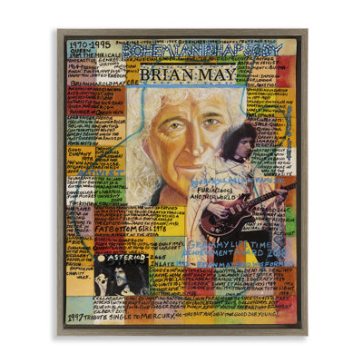 Brian May Collage Brown Framed Floater Canvas Wall Art by Sabin