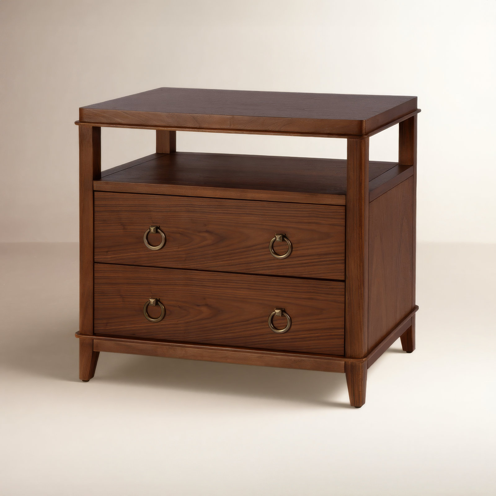 2-Drawer Acacia Nightstand, Brown