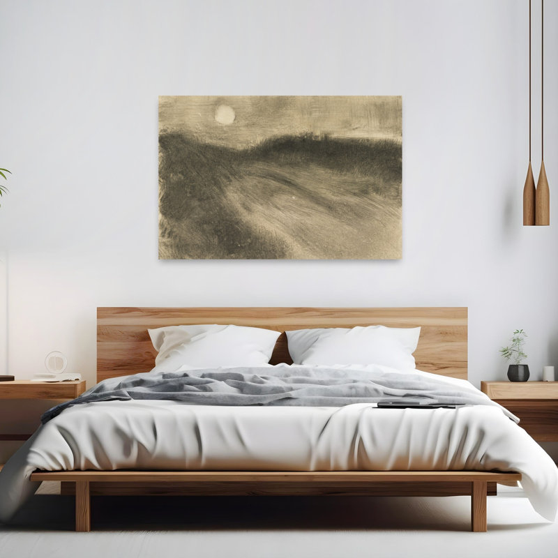 Lever de lune, vers 1880, impression d'art contemporain représentant un paysage naturel., H 40 po x l 60 po