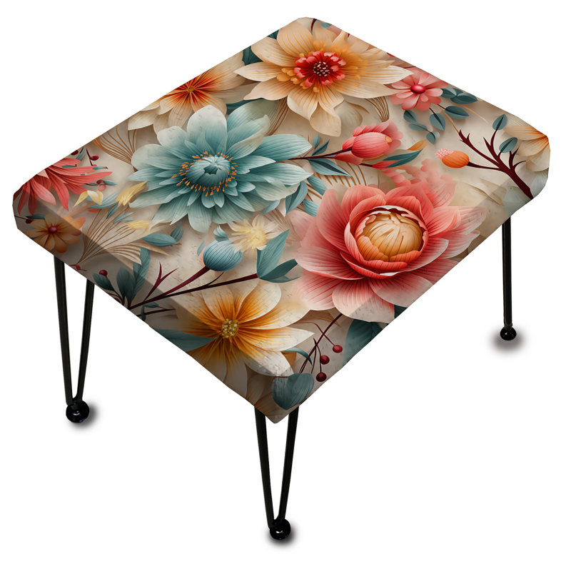 Collage de couleurs pastel éclectique floral - repose-pieds rectangulaire éclectique