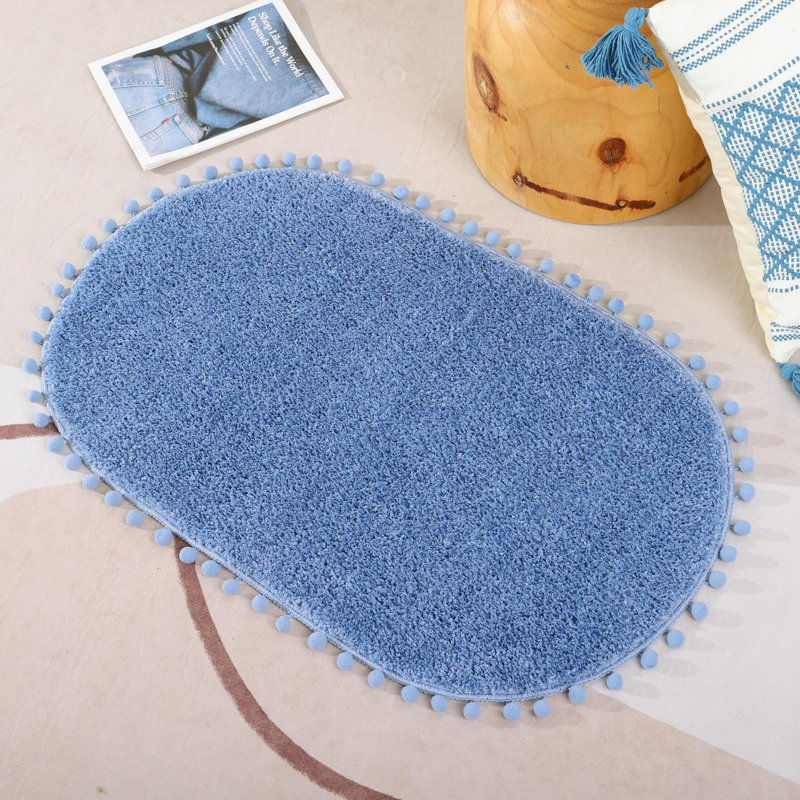 Tapis ovale avec tapis de bain Yyddeo, Simple - L 30 po x l 20 po, Bleu cendré