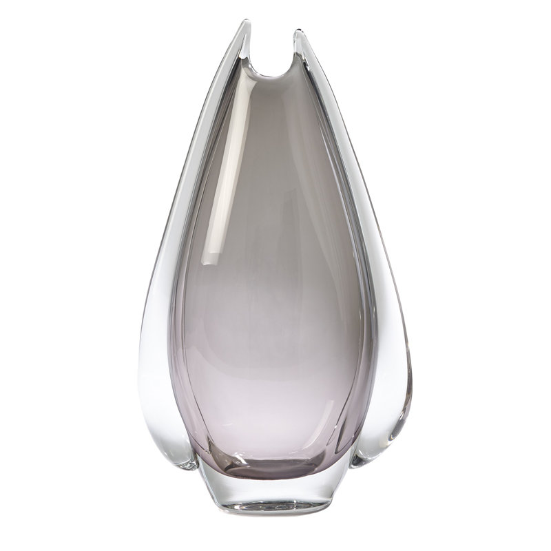 Gray Handcrafted Art Glass Decorative Vase