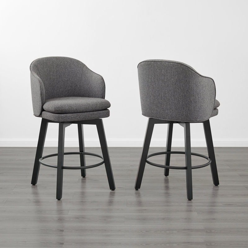 Meenakshi Swivel Bar Stools With Backs, Dark Gray, 2