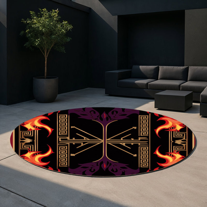 Elysian Knotwork Indoor And Outdoor Area Rug, Round 5'