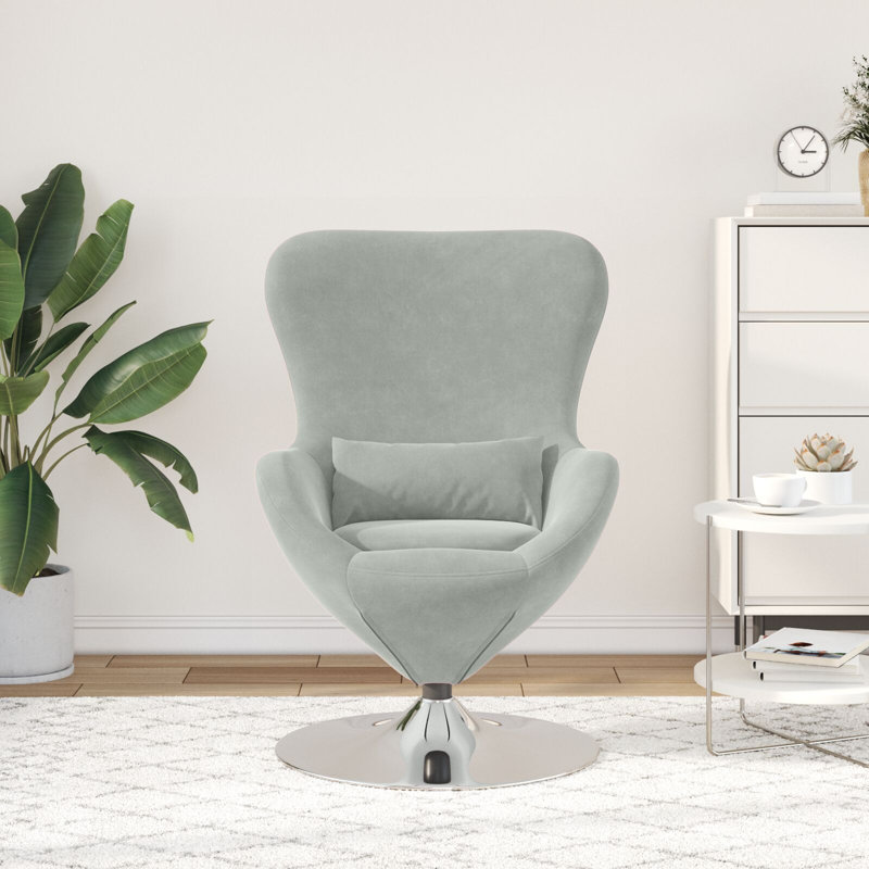 Fauteuil œuf vidaXL en velours gris clair, Gris clair