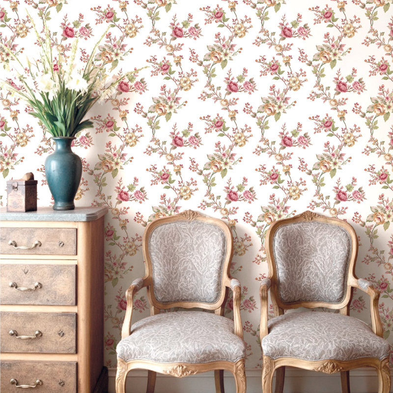 Blooming Garden Collection Soffio Garden Wallpaper Roll, Red