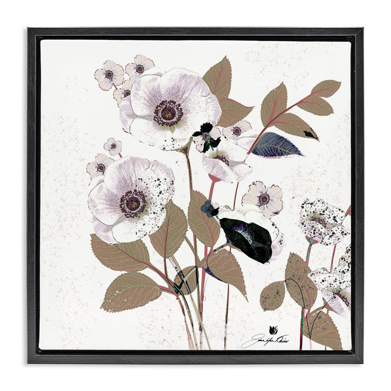 Art mural sur toile, "réponse de fleurs priées", par Joan Davis, Cadre flottant noir de jais, H 18 po x l 18 po
