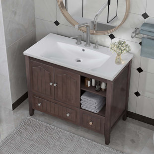 36 Modern Bathroom Vanity with Top Sink, Royal Blue Mirror Cabinet, 2 Soft  Close Doors and 2 Drawers, Blue - ModernLuxe