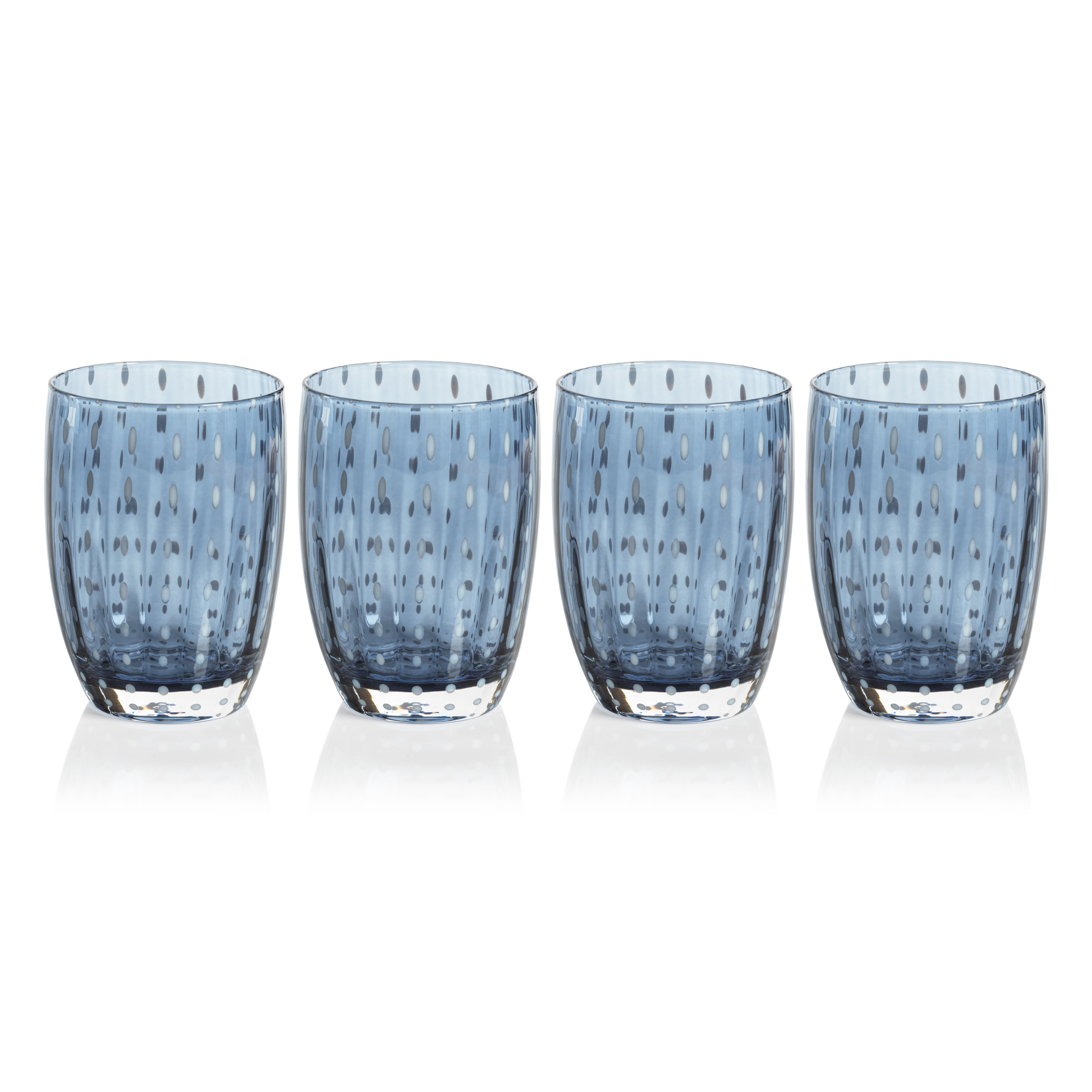 Pescara White Dot Tumbler Glasses, Set of 4 (Set of 4) Orren Ellis Color: Navy Blue