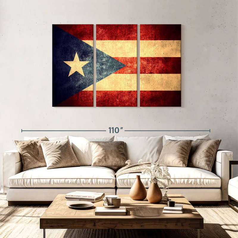 Vieux drapeau portoricain Borges, H 48 po x l 74 po