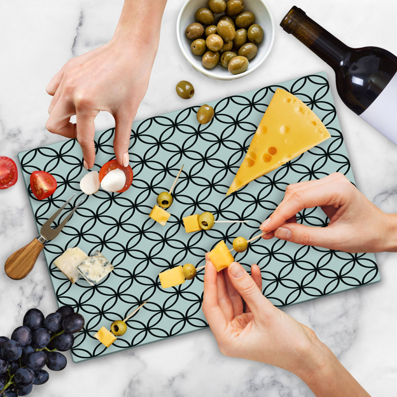 Ambesonne Modern Cutting Board Large Size Minimal Pattern Black White