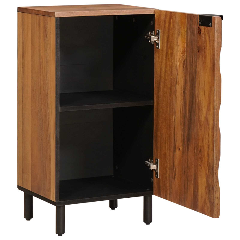 Solid Wood Rectangle Accent Cabinet, Black/Acacia Brown 