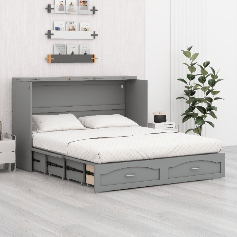 Lit escamotable avec tiroir Murphy, Gris