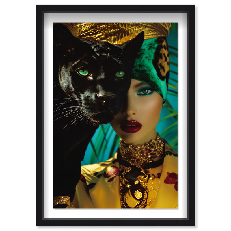 Oliver Gal Here Kitty Kitty Fashion and Glam - Glitter Framed Shadowbox Art, Black, 37.5" H x 25.5" W