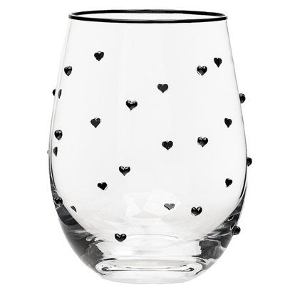 10 Strawberry Street Charming Heart Glassware, Stemless Wine