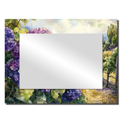 Hydrangeas In The Vineyard - Floral Accent Wall Mirror - Printed On Metal