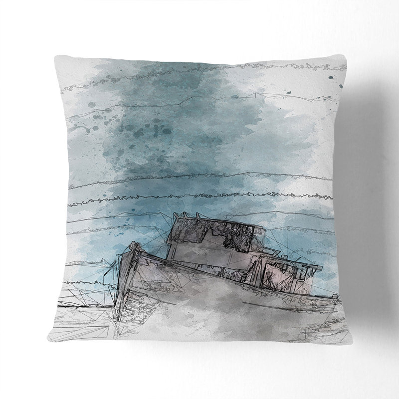 Abstract Square Throw Cushion, 40cm H x 40cm W x 15cm D, Black