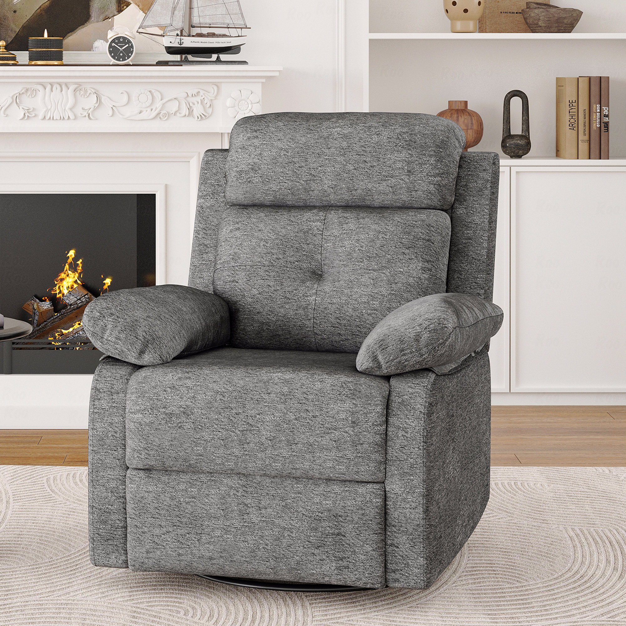 Small Space Rocker Latitude Run® Small Rocker Swivel With Recliner Function Chair For ...