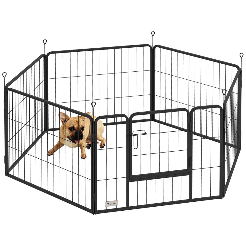 Heavy Duty Dog Playpen with Door for Large Dogs, 6 Panels, 23.60" H x 63" W x 31.50" D
