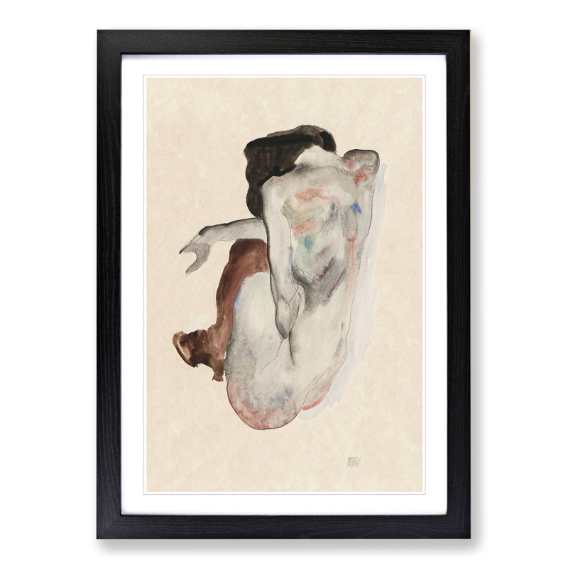 Portrait of a Woman Vol.8 by Egon Schiele - Picture Frame Painting, Black Framed, 48cm H x 36cm W x 2cm D