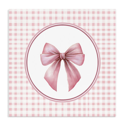 Pink Bow with Circular Gingham Canvas, design by Christine Simpson Art
