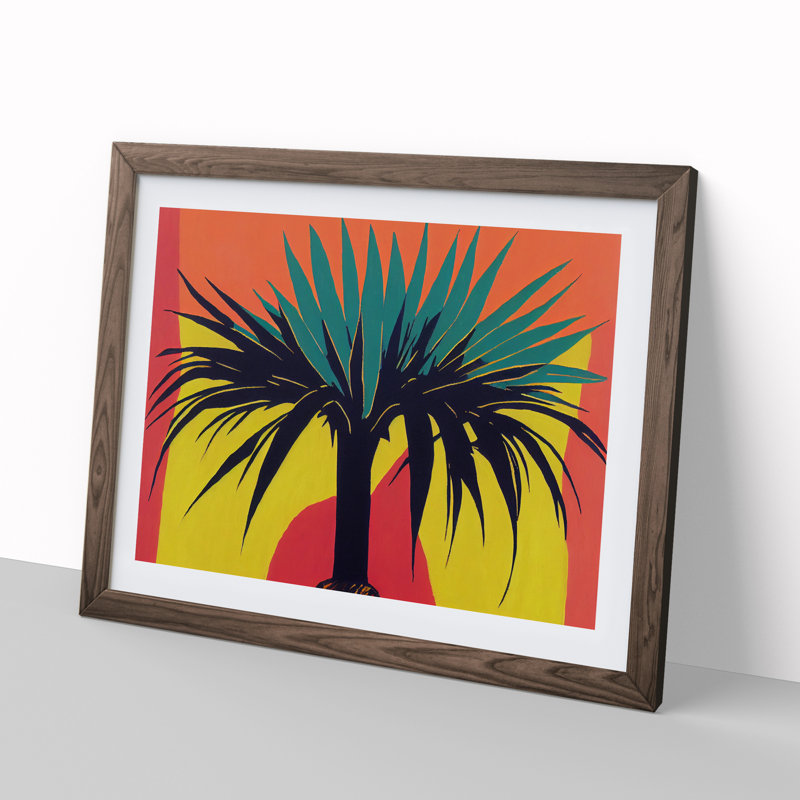 Abstract Palm Tree - Framed Print, 25cm H x 34cm W x 2cm D, Walnut