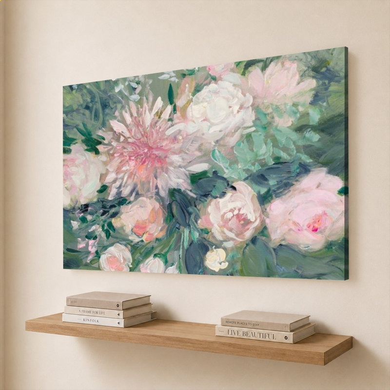 «Romantic Rendezvous Florals I» par Julia Purinton - impression sur toile, 24" x 36", Wrapped Canvas, Does Not Apply