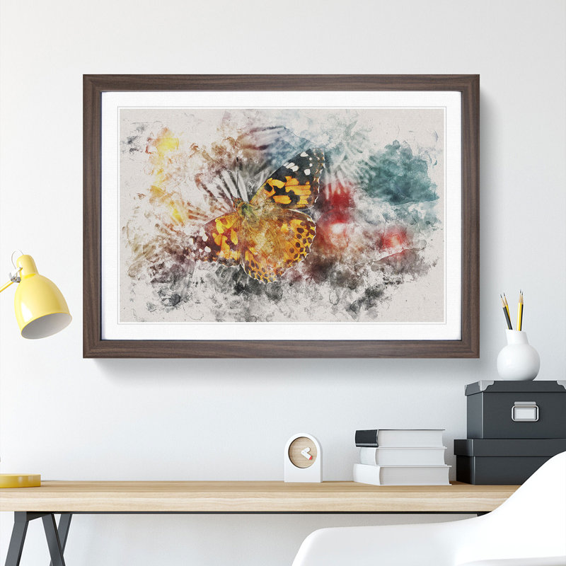Butterfly Vol.3 - Picture Frame Painting, 48cm H x 65cm W x 2cm D, Walnut Framed
