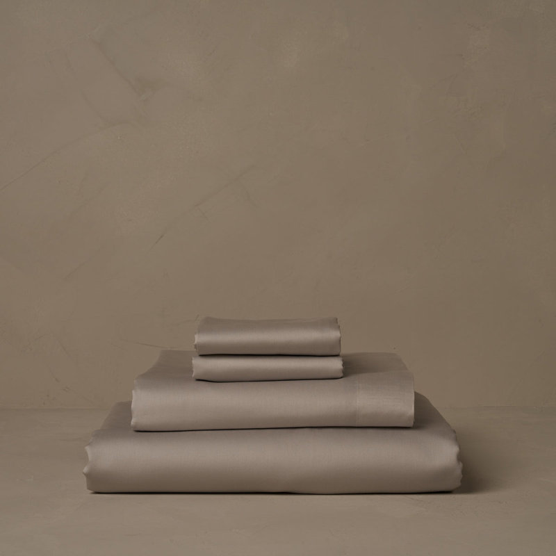 Classic Cotton Sateen Sheet Set, Gray, Cal King Sheet Set with 2 King Pillowcases