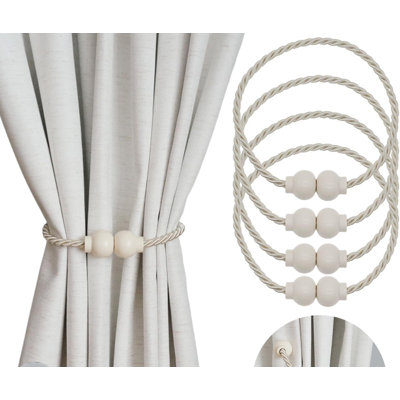 4 Pack Magnetic Curtain Tiebacks Modern Handmade Rope Curtain Tie Backs Decorative Drapes Weave Holdbacks For Home Outdoor Bedroom Office Decorative Curtain