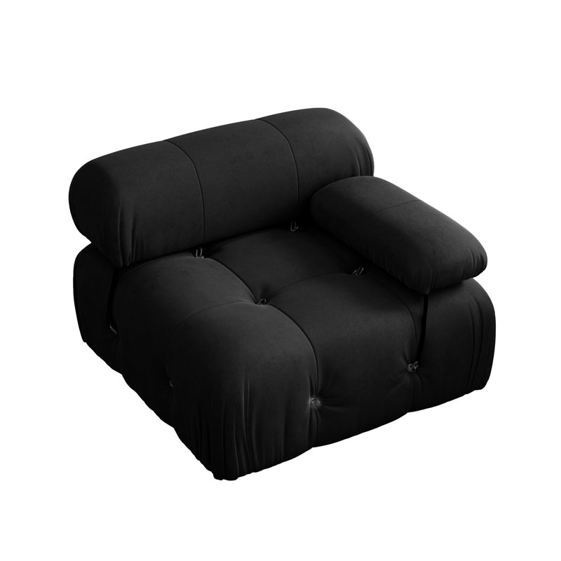 Upholstered Modern Velvet Fabric Single One-Armed Chair, Black