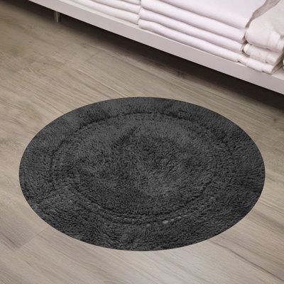 Home Weavers Classy Bathmat 100% Cotton Tufted Bath Rug, Extra Soft and Absorbent Bath Rugs, Non-Slip Plush Bath Carpet, Machine Wash Dry, bath rugs for Bathroom Floor, 30" Round, Gray