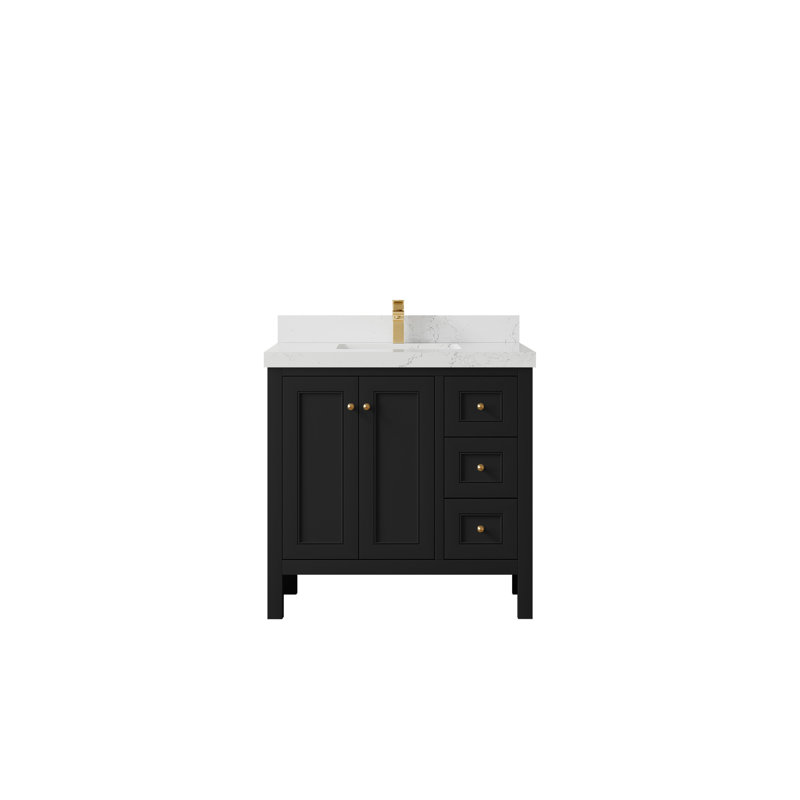 Nashville X P 22 po Meuble-lavabo central en albâtre, Noir, Empira