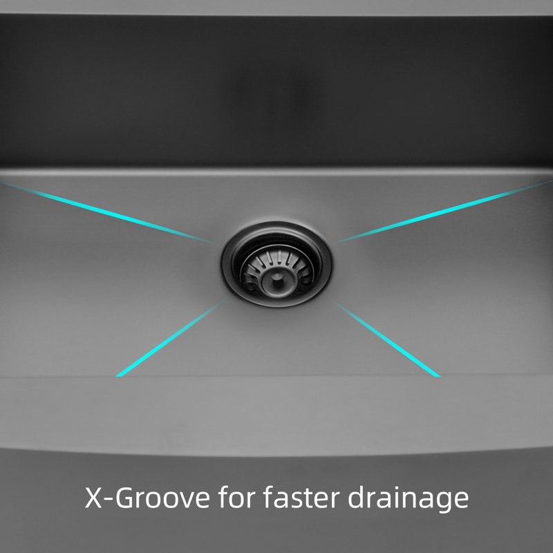 Évier de cuisine en acier inoxydable durable de style ferme noir mat