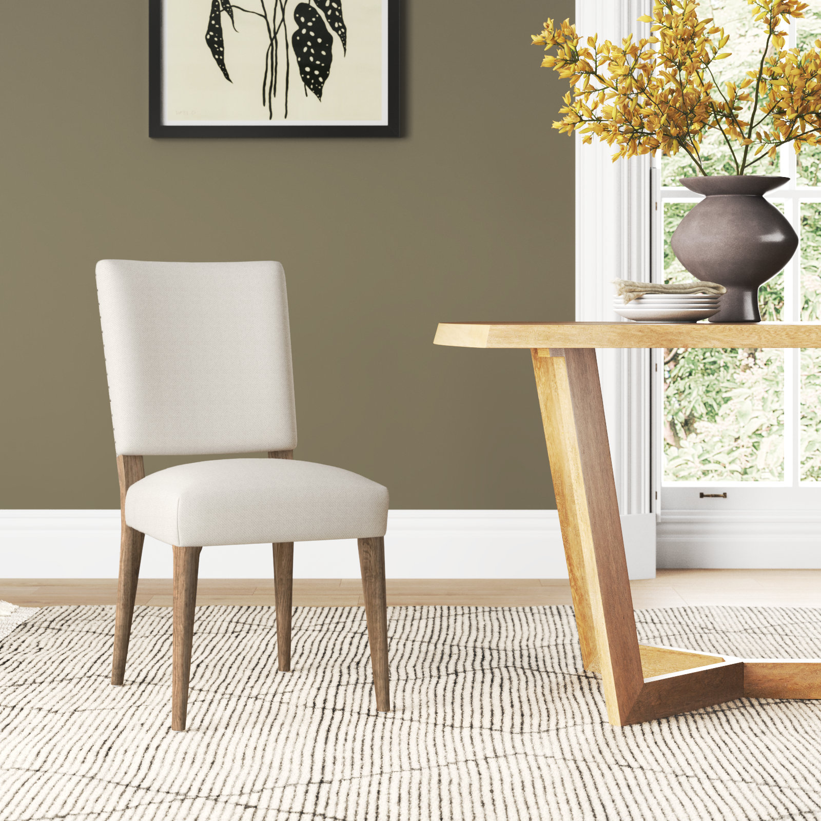 Norris Upholstered Side Chair, Unfinished Linen, Natural