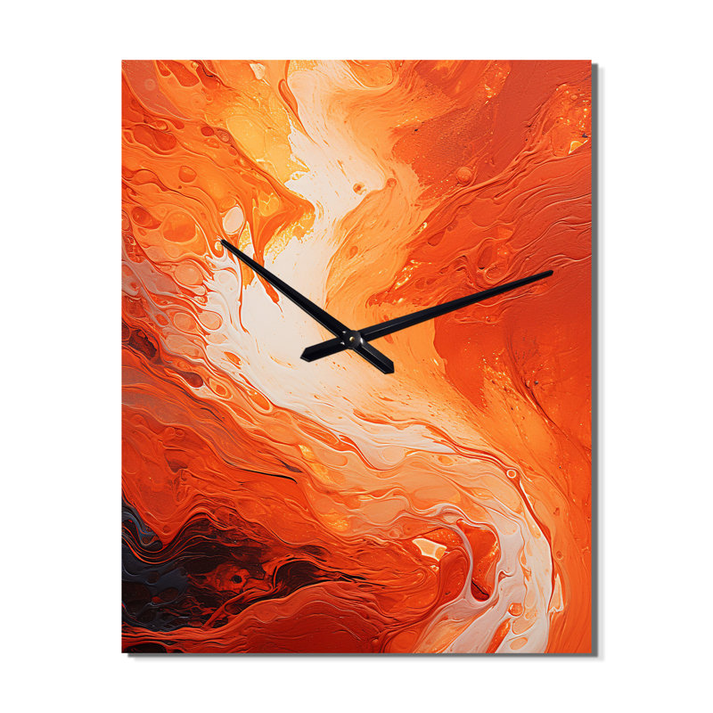 Horloge murale surdimensionnée à encre liquide en fusion Muse Fiery Flame, Médium
