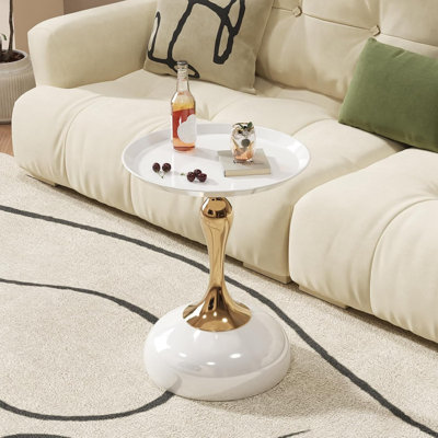 Modern Round Side Table, Stylish Accent End Table for Living Room Home Decor