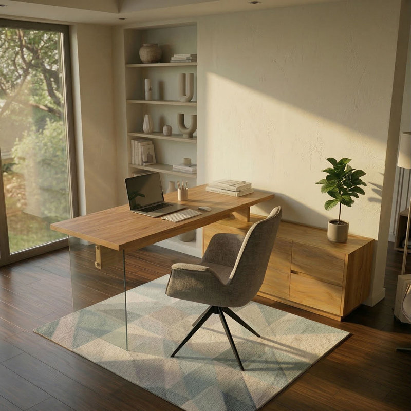 Bindschatel L-Shaped Writing Desk, Natural