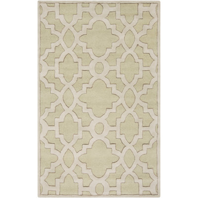 Tapis décoratif crème Touffeté à la main à motif géométrique Camarillo