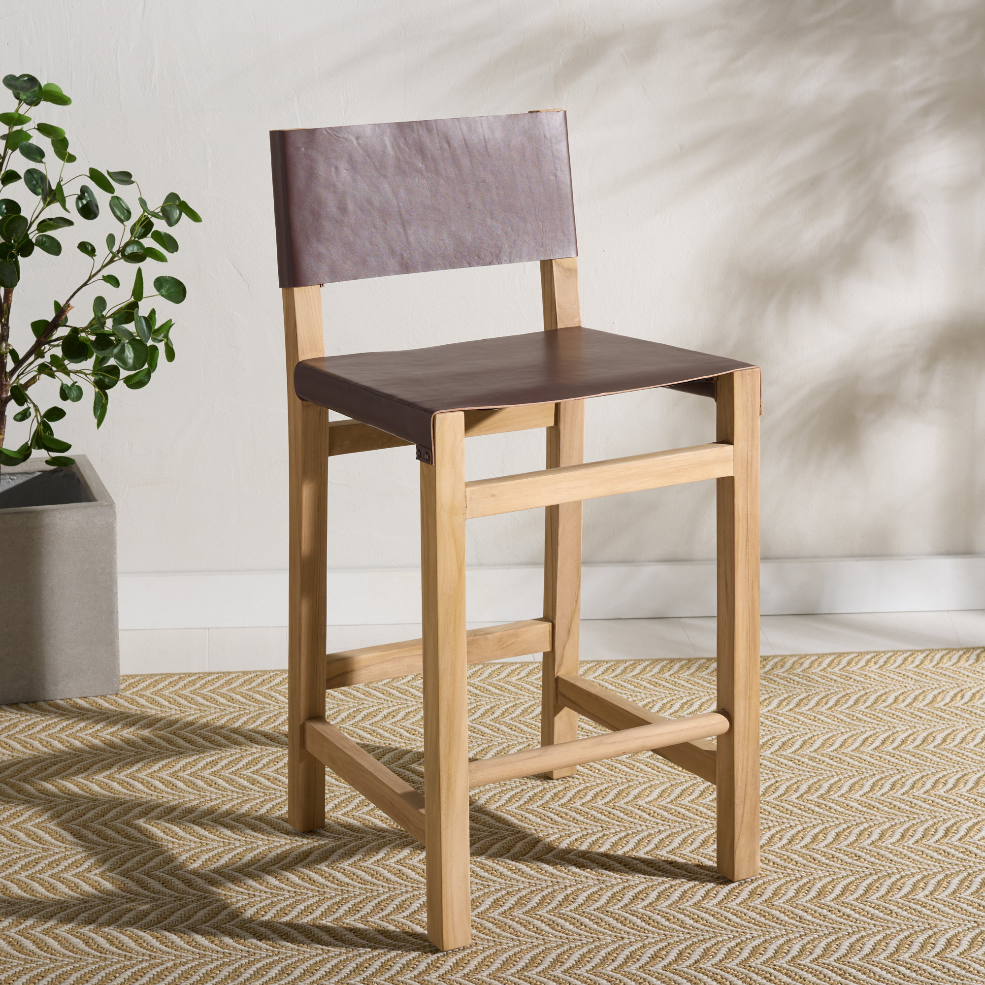Chanler Counter Stool, Cognac Faux Leather