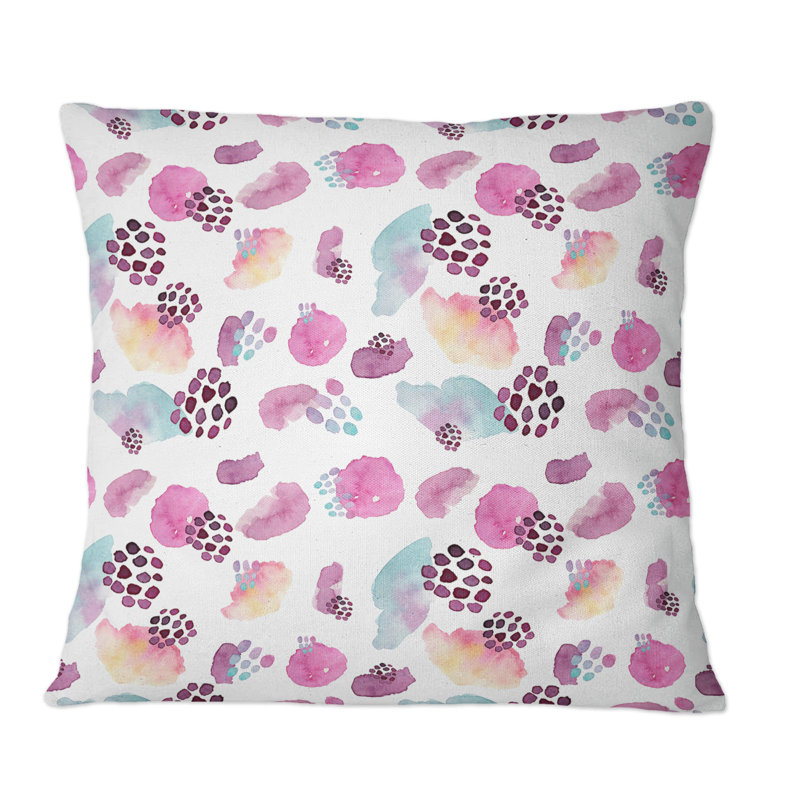 Coussin décoratif à motif rétro en mauve et rouge II, 18 po x 18 po