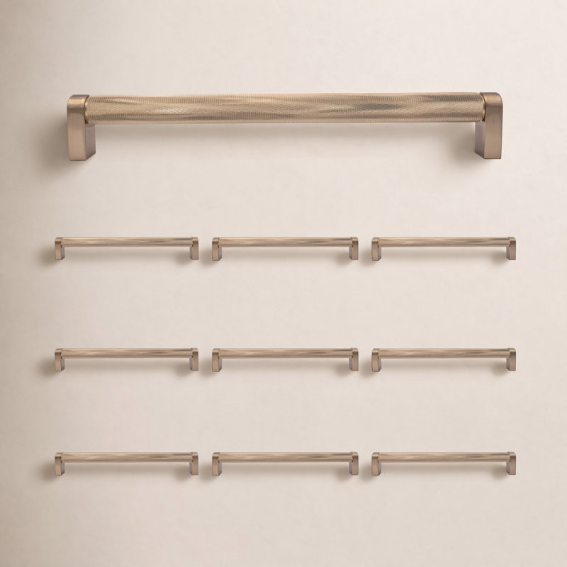 Kent Knurled 12" Satin Brass Bar Pull Multipack, Satin Brass, 12"