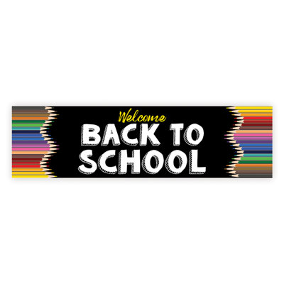 13X48 Welcome Back To School Banner Colored Pencils Horizontal Classroom Door Decoration