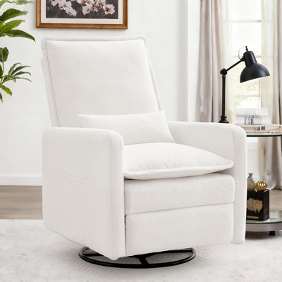 Recliner Chair, Swivel Recliners With Pillows, Small Rocker Recliner For Small Space, Manual Recliner With Side Pockets