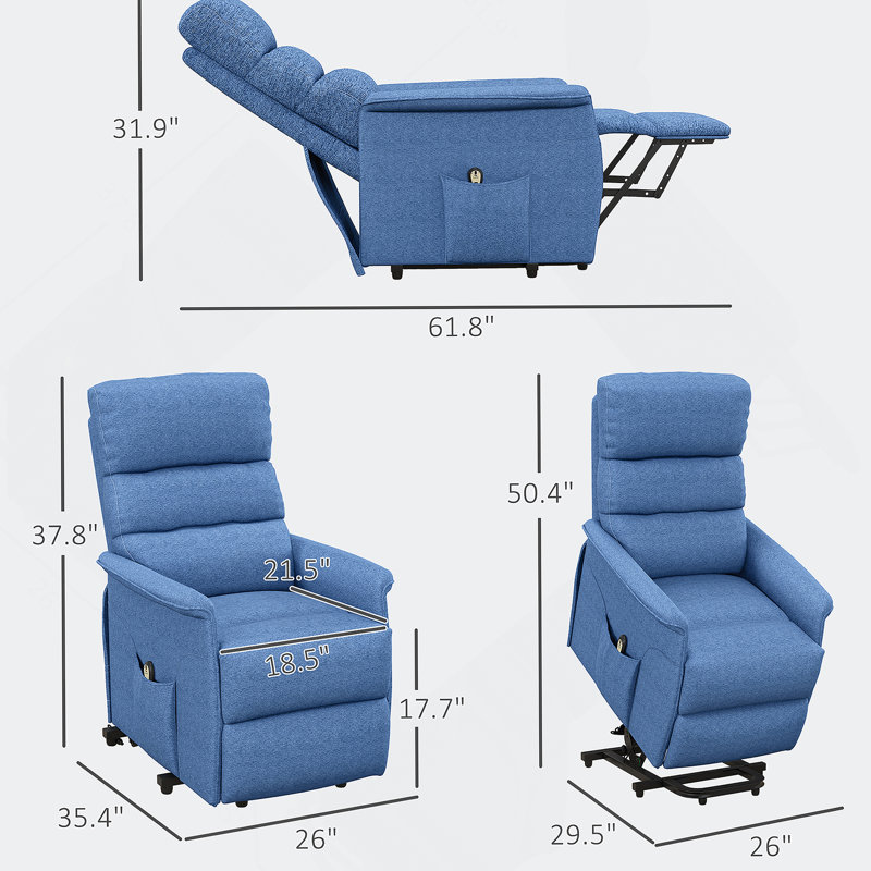 Fauteuil inclinable électrique avec télécommande, Bleu très foncé