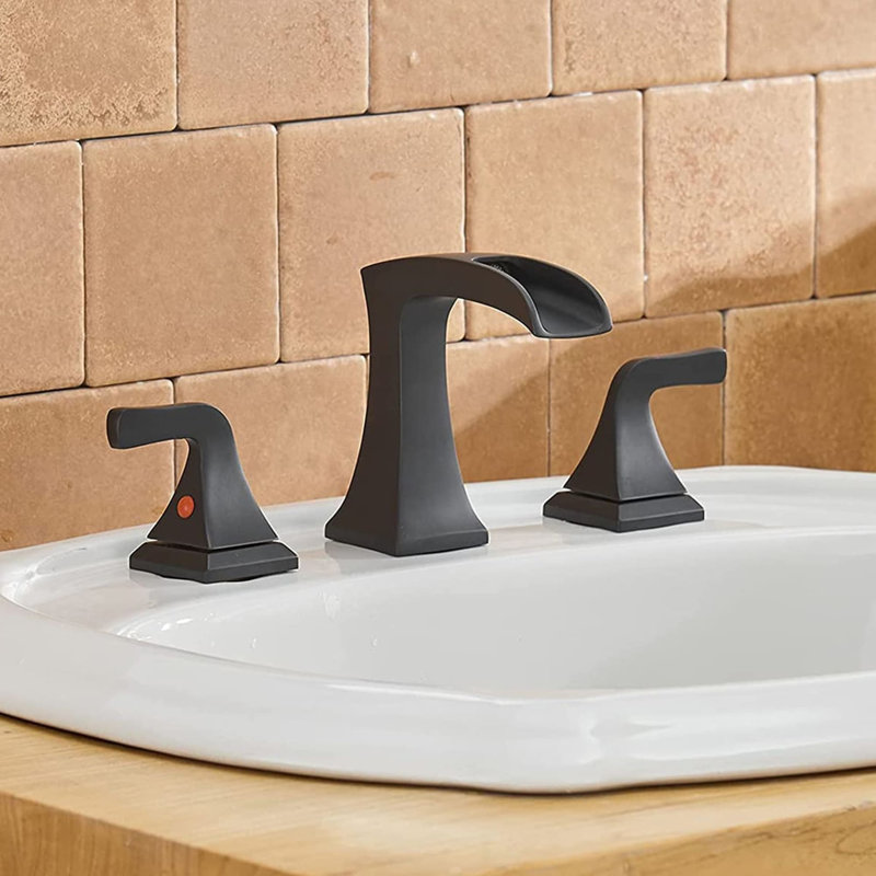Robinet de salle de bain à 2 poignées avec drain, Noir mat