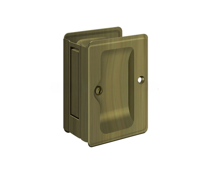 Deltana SDPA325U5 HD Pocket Lock, Adjustable, 3-1/4" x 2-1/4" Passage in Antique Brass, Antique Brass